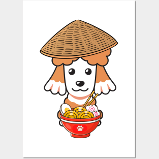 Funny Poodle Eating Noodles Posters and Art